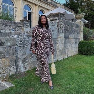 Réalisation Par Large Gia Animal Silk Maxi Dress Zebra Print